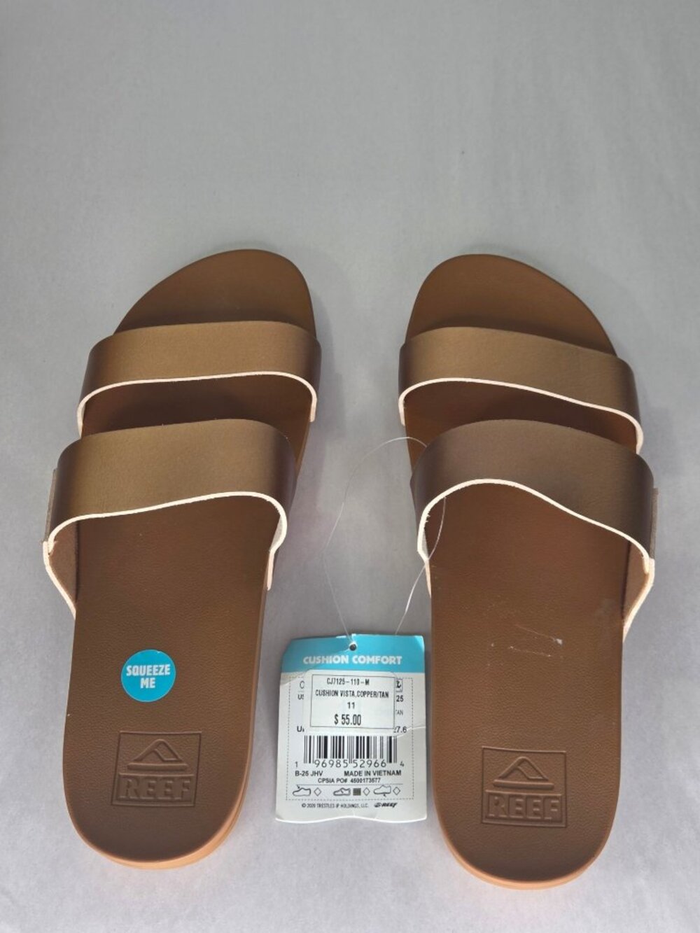 Reef Cushion Vista Vegan Leather Slides Sandals - Copper Tan - Picture 4 of 5